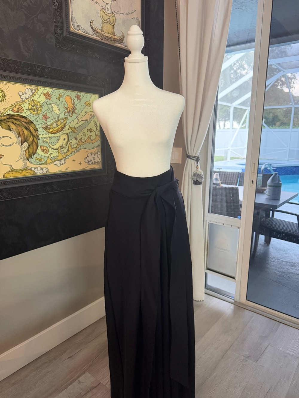 Agua Bendita Black Wrap Maxi Skirt with Side Tie